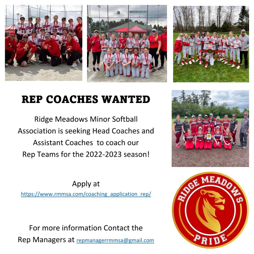 Wanted Rep Coaches Ridge Meadows Minor Softball Association